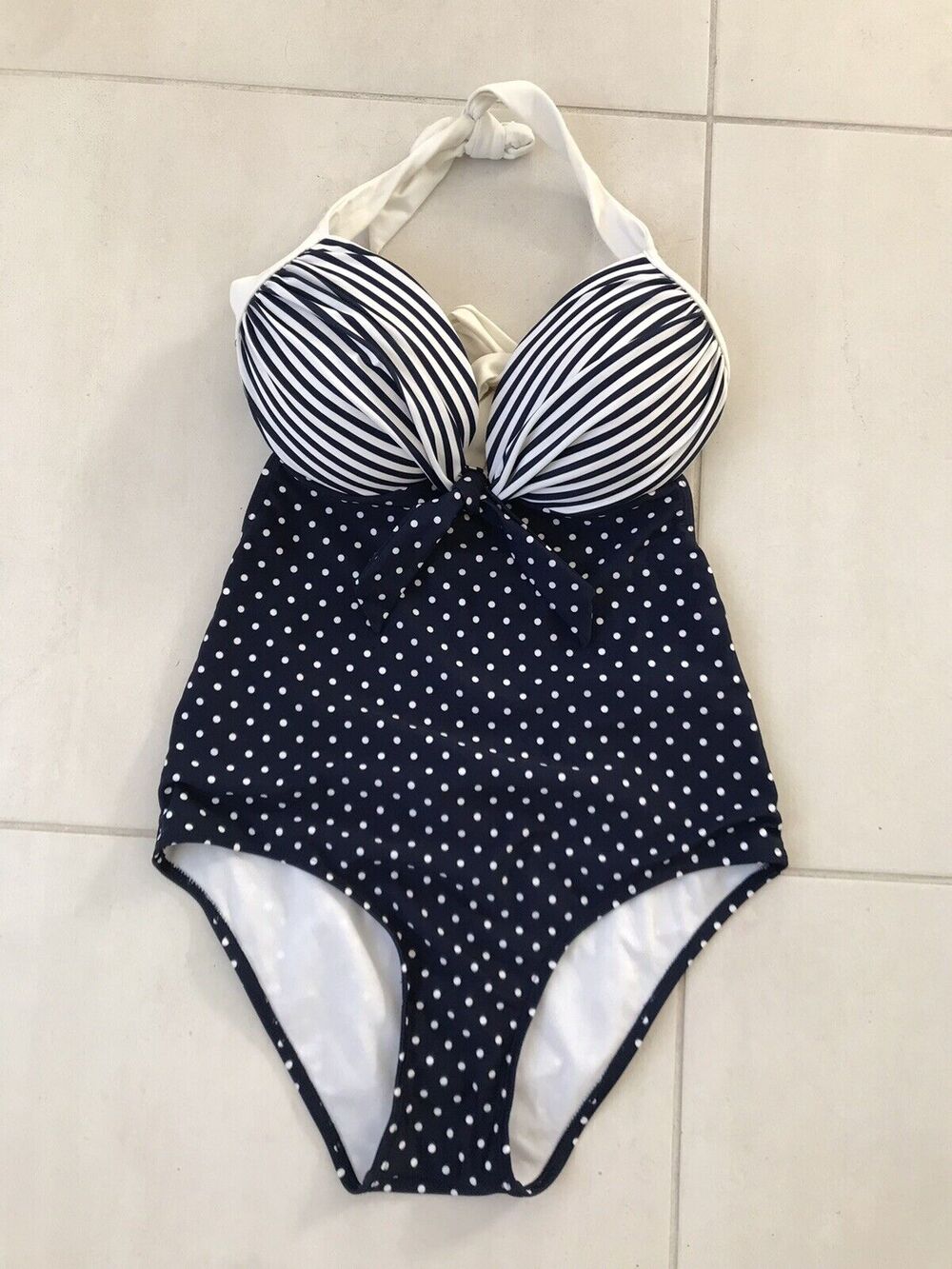 Beach‎ Joy One Piece Swimsuit Halter Polka Dot Striped